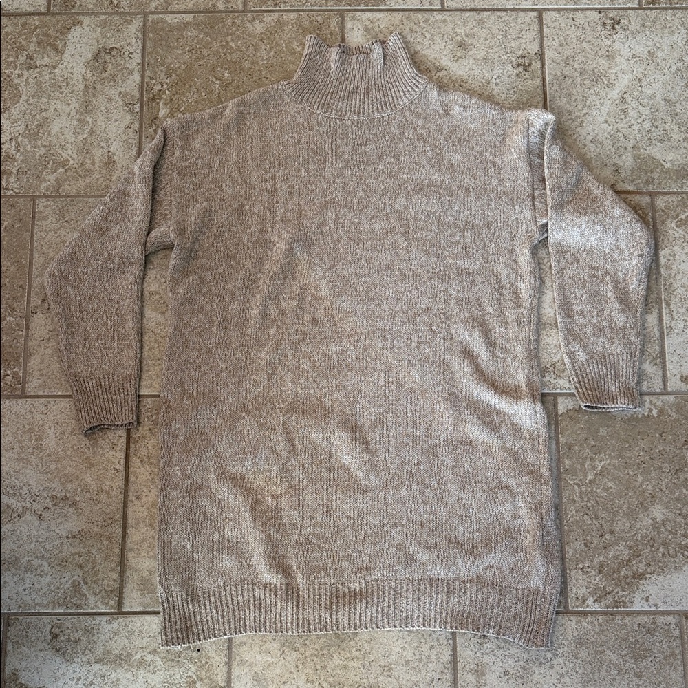 Mock-Neck Sweater dress in Light Taupe